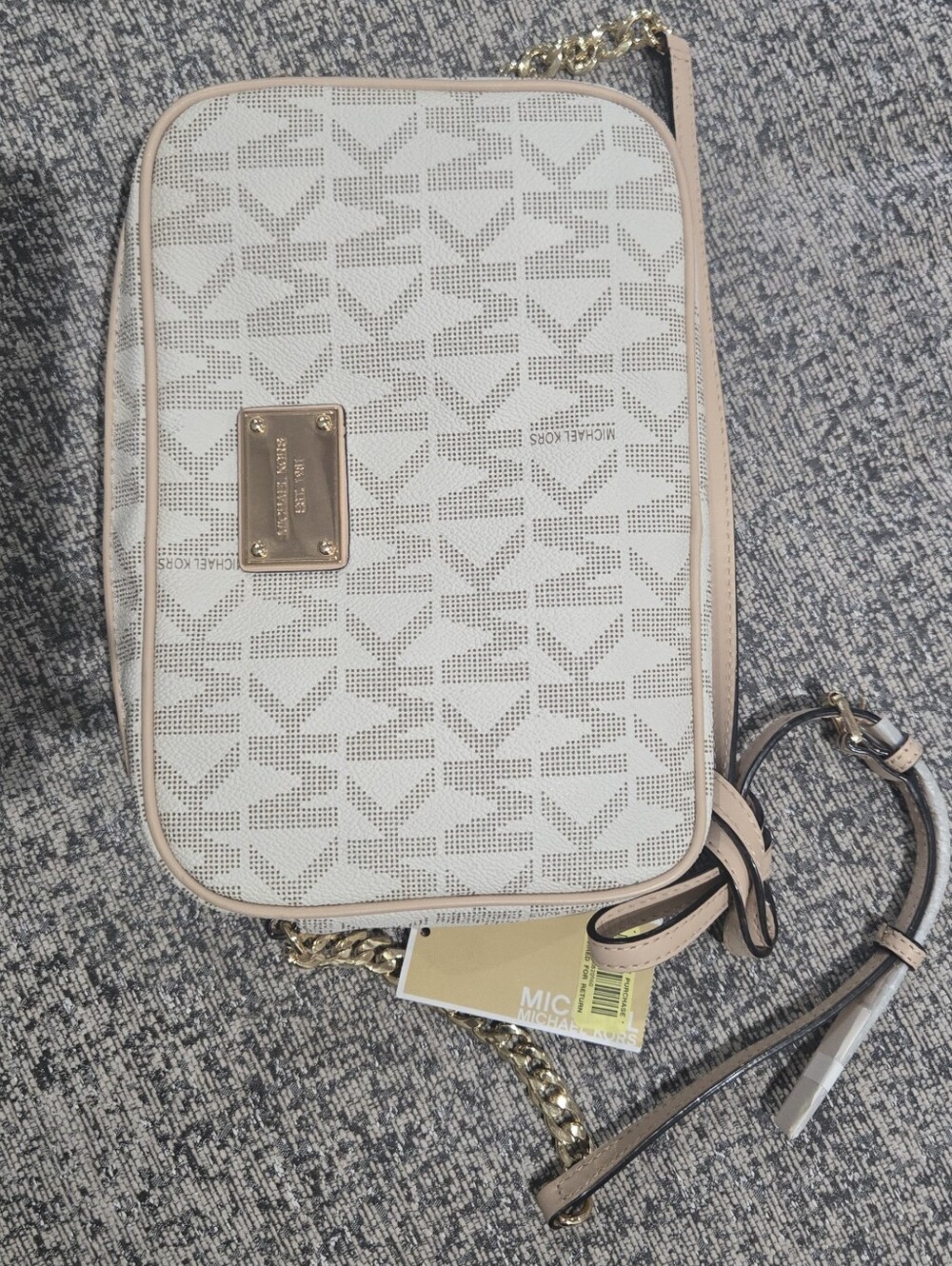 Michael Kors White & Blush Signature Crossbody Bag